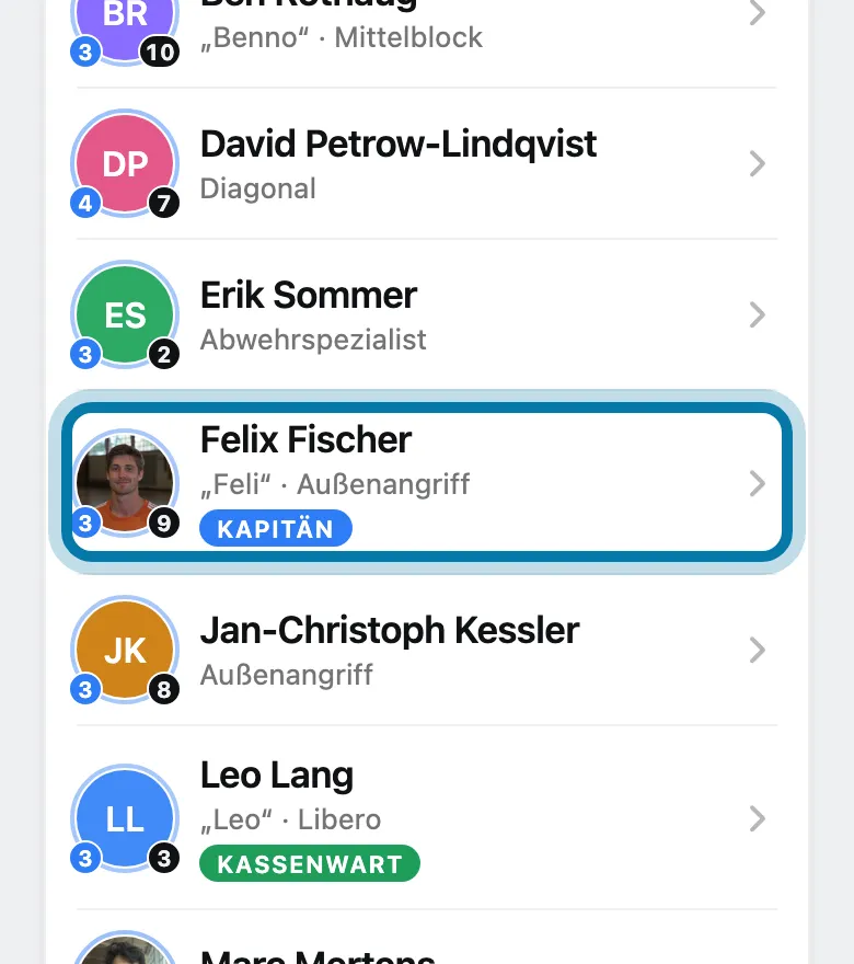 Tippe auf deinen Namen.