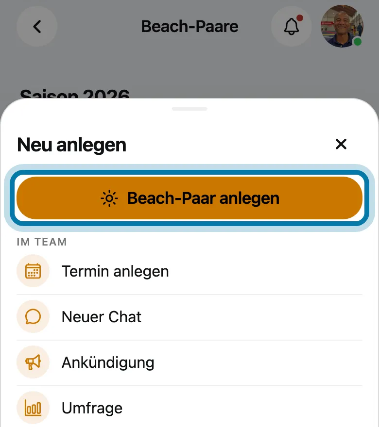 Tippe auf Beach-Paar anlegen.