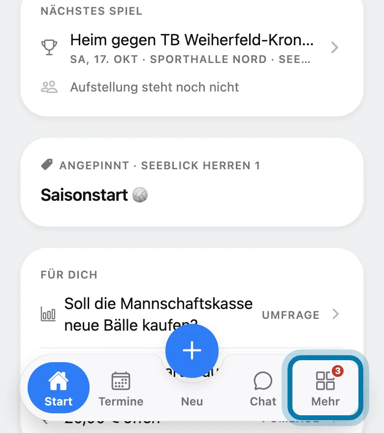 Tippe unten auf Mehr.