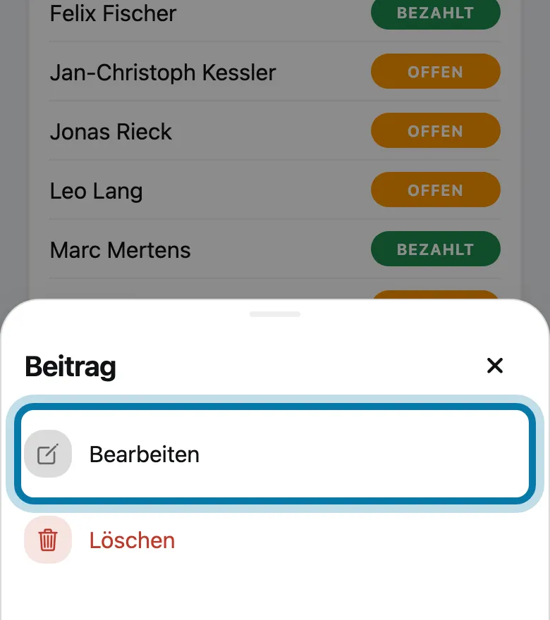 Tippe auf Bearbeiten.
