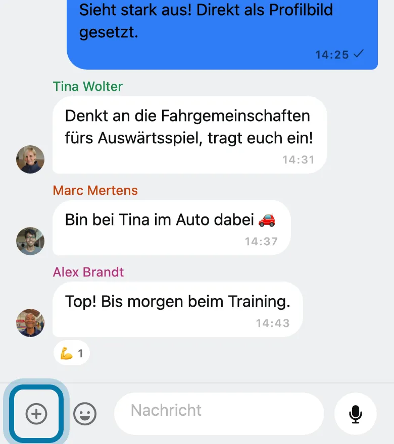 Tippe links neben dem Eingabefeld auf das Plus.