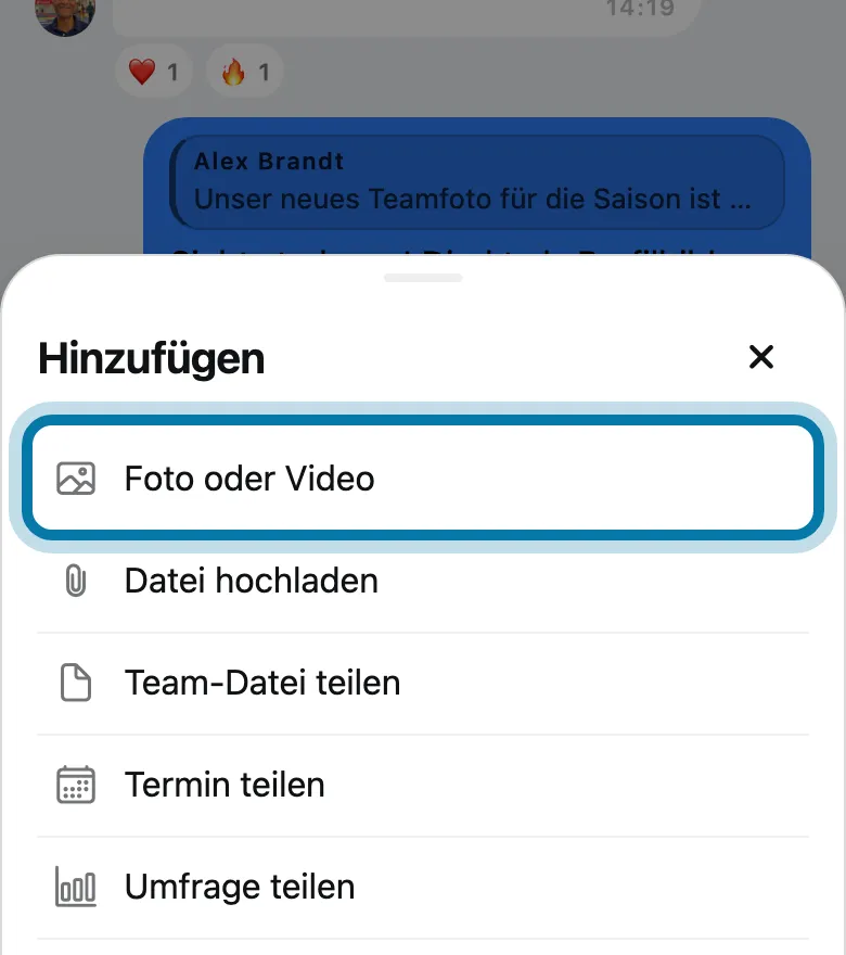 Tippe auf Foto oder Video und wähle dein Foto.