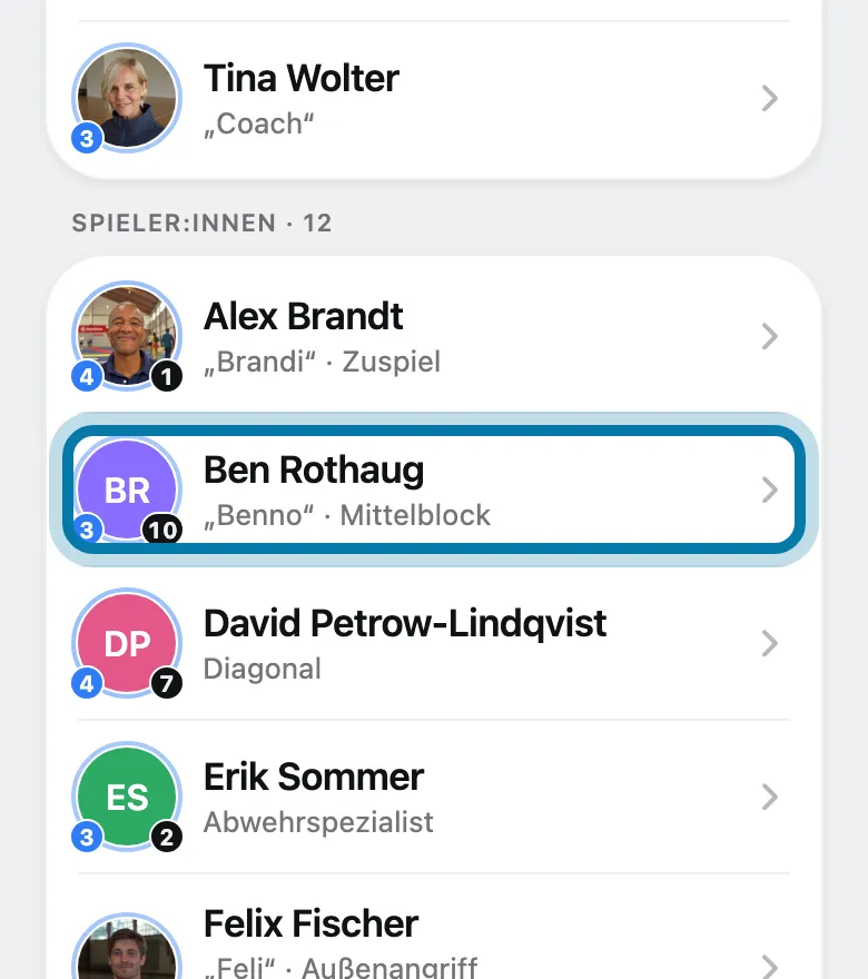 Tippe auf die Person.