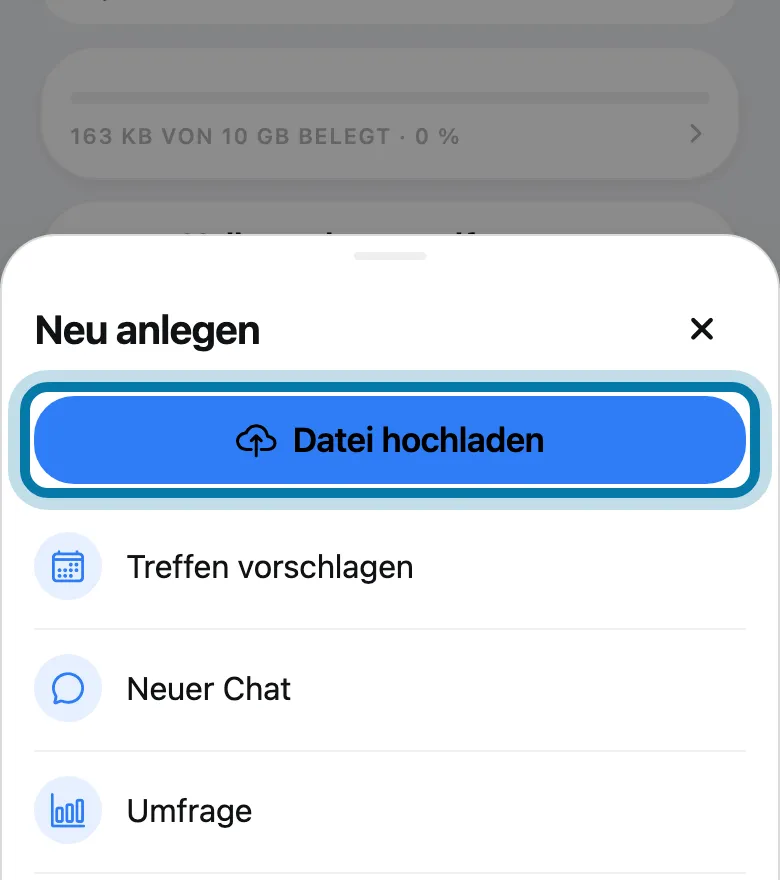 Tippe auf Datei hochladen.