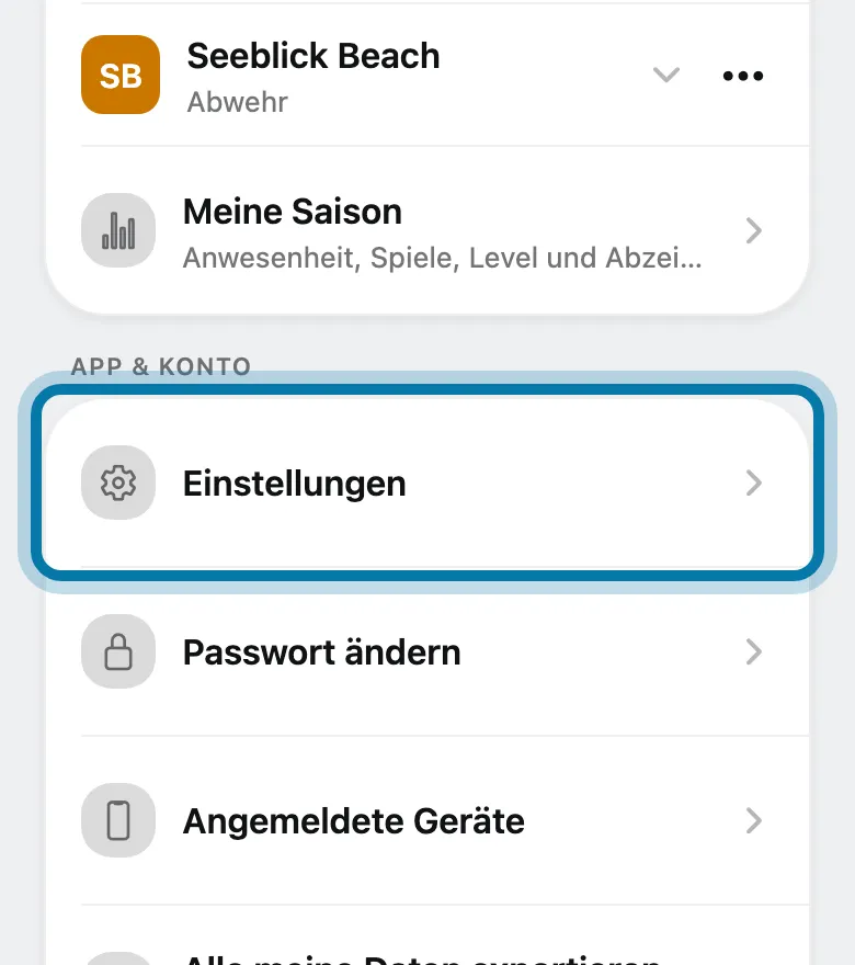 Tippe auf Einstellungen.