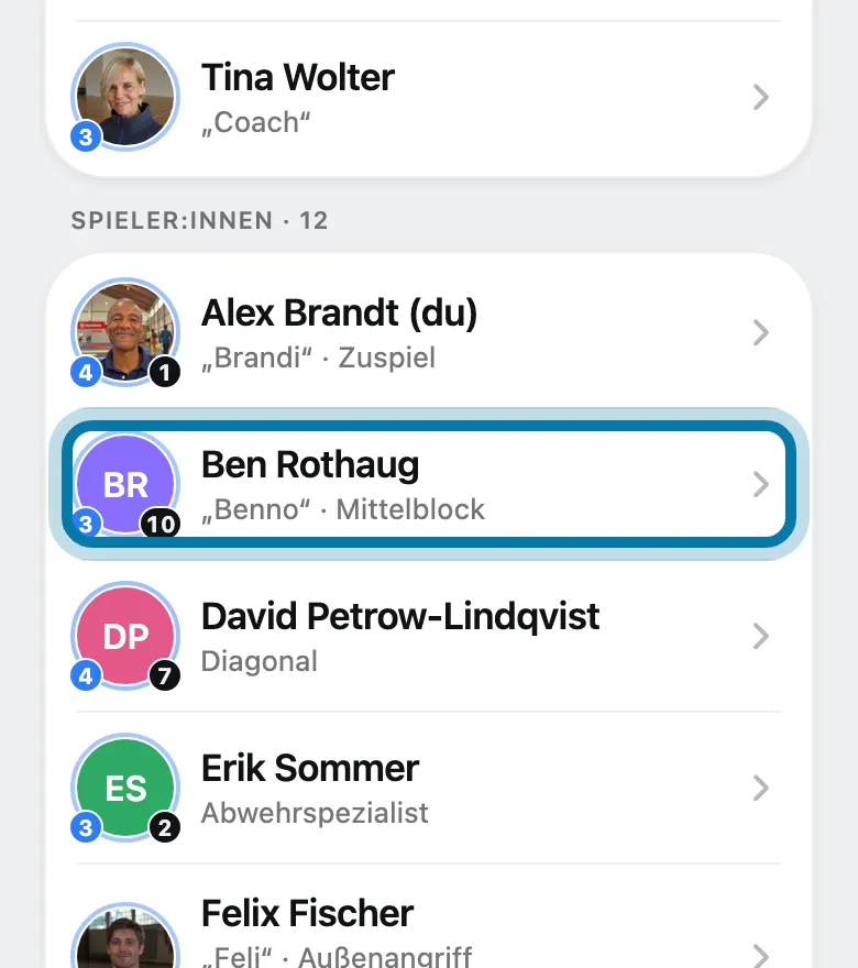Tippe auf die Person.