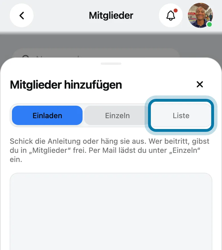Wähle oben Liste, dann Datei wählen, und tippe nach dem Prüfen auf anlegen.