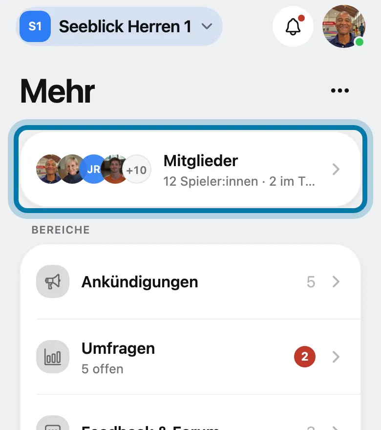 Tippe auf Mitglieder.