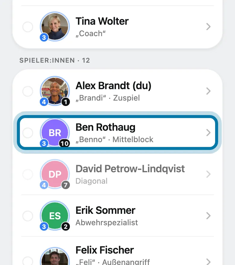 Tippe die Personen an, die du bearbeiten willst.
