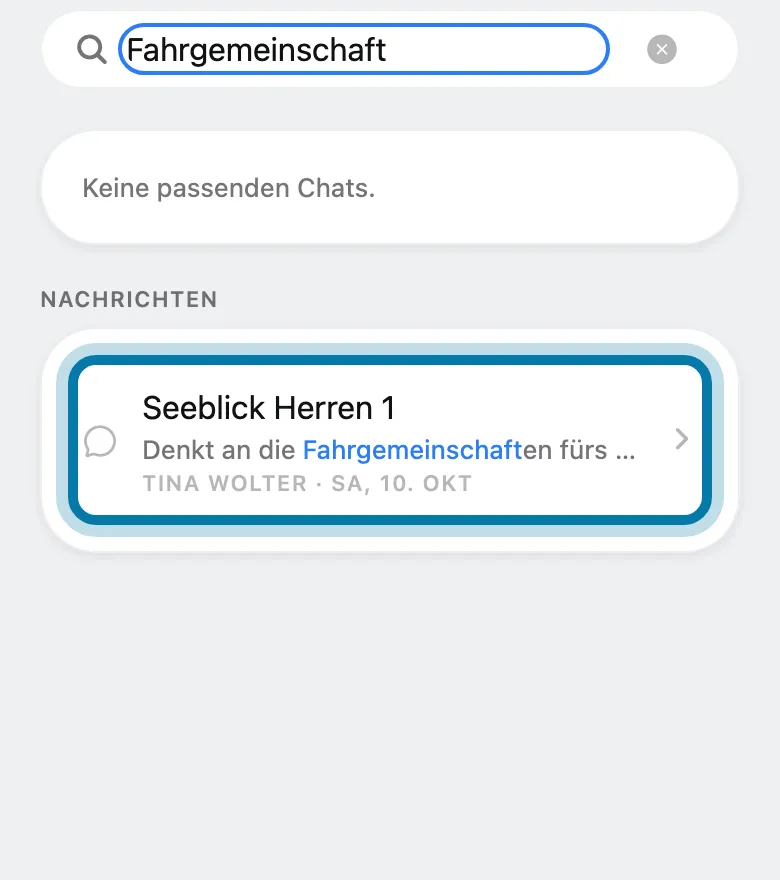 Tippe unter Nachrichten auf den Treffer.