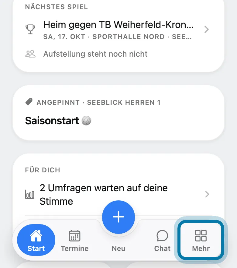 Tippe unten auf Mehr.
