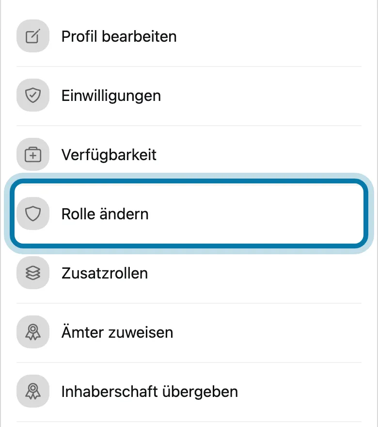 Tippe auf Rolle ändern.
