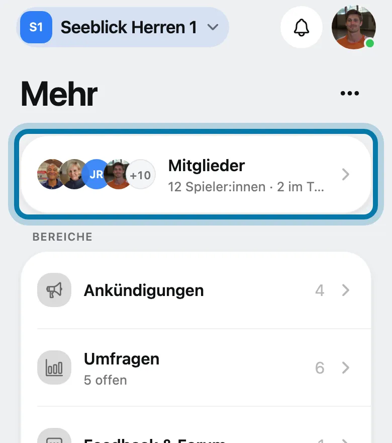 Tippe auf Mitglieder.