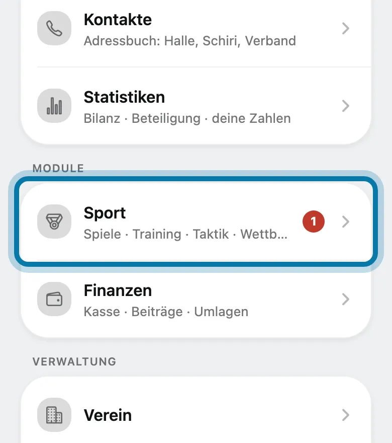 Tippe auf Sport.