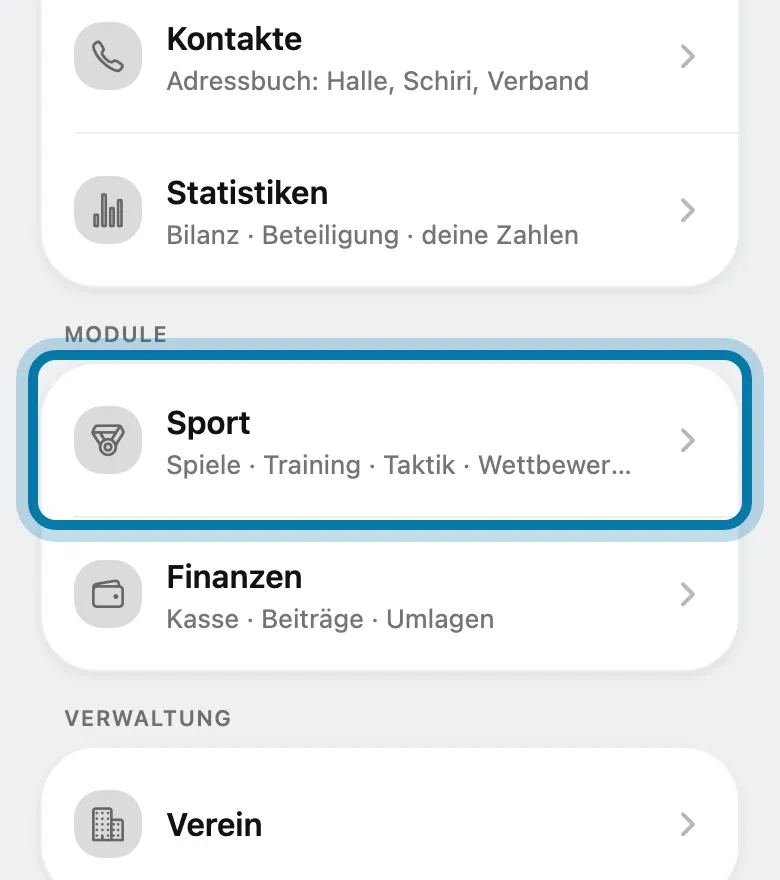 Tippe auf Sport.