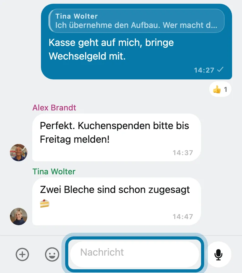 Schreib deine Nachricht in das Feld Nachricht.
