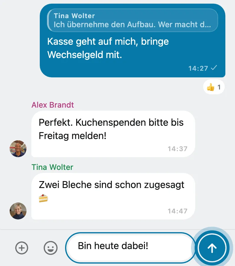 Tippe auf den Pfeil zum Senden.