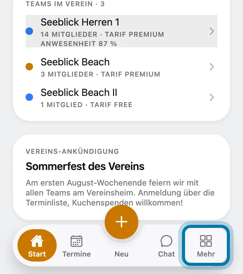 Tippe unten auf Mehr.