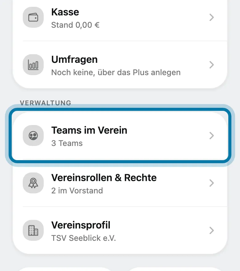 Tippe auf Teams im Verein.