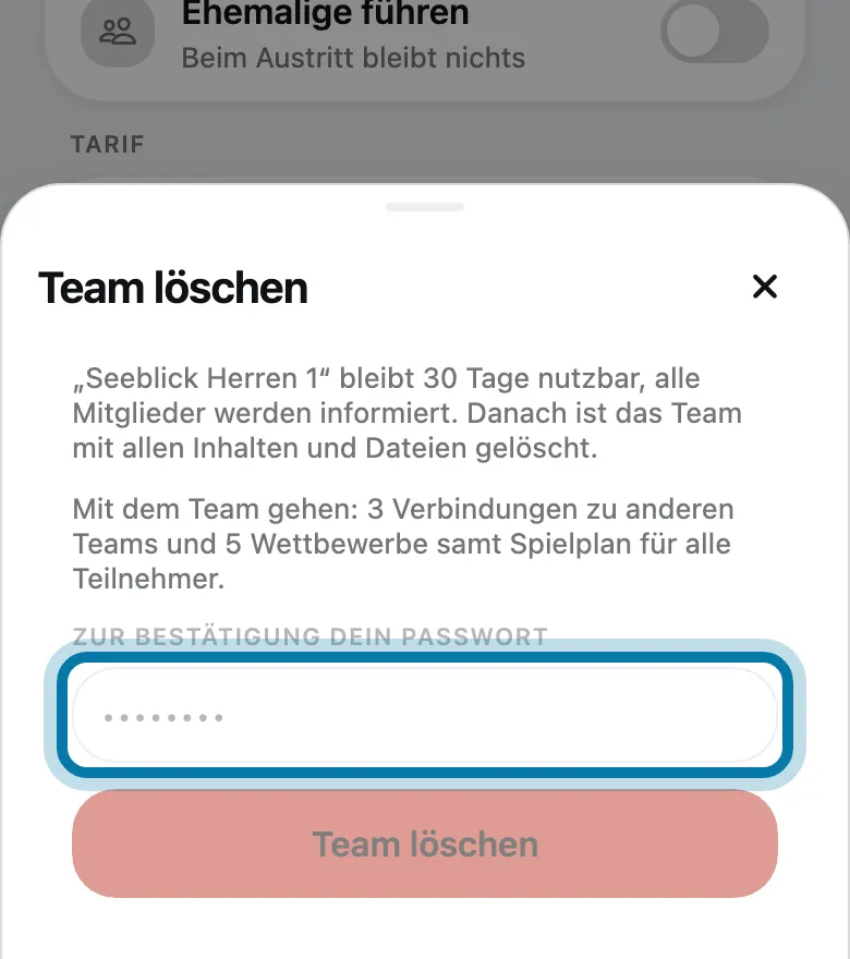Gib zur Bestätigung dein Passwort ein.