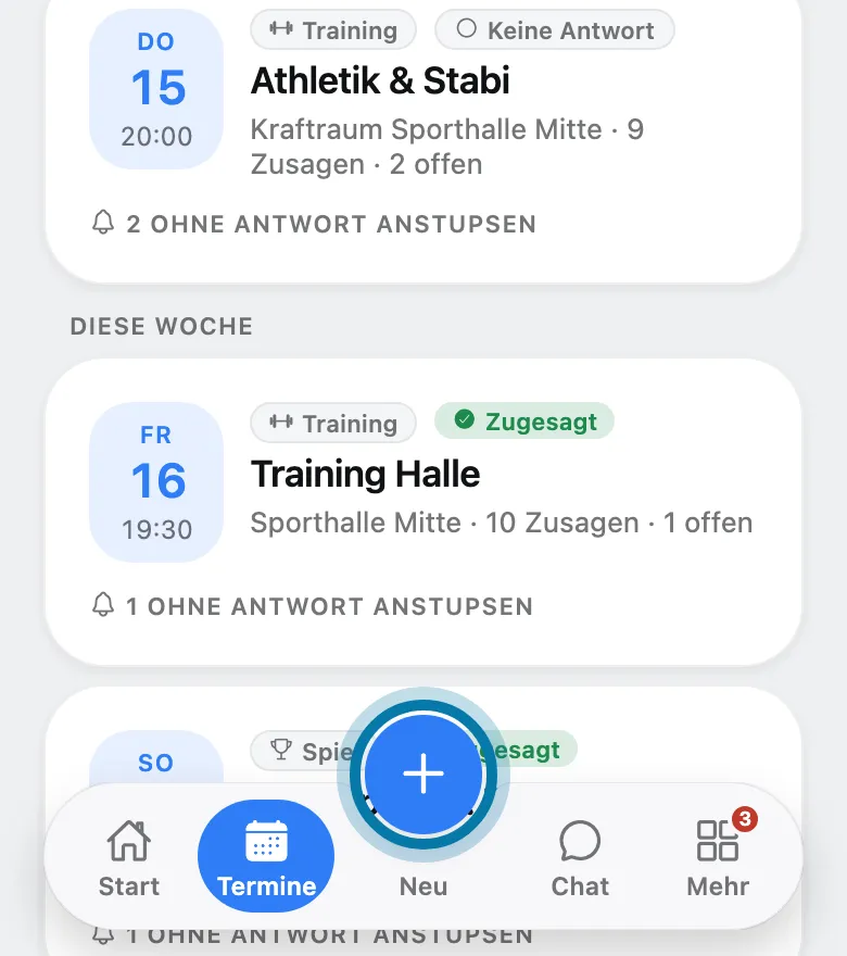 Tippe unten auf das Plus.