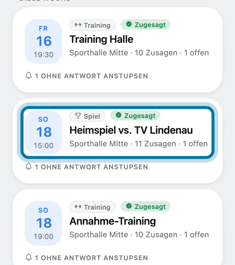 Tippe auf den Termin, um den es geht.