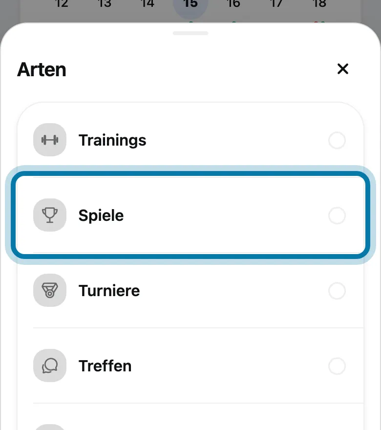 Tippe auf die Arten, die du sehen willst, etwa Spiele.