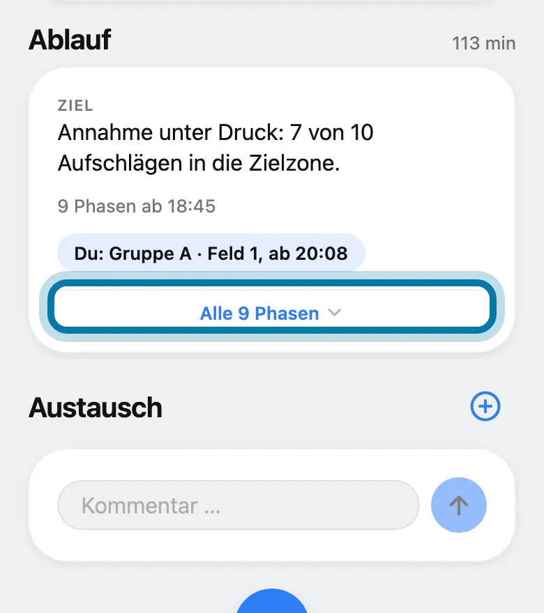 Tippe unter Ablauf auf Alle Phasen.