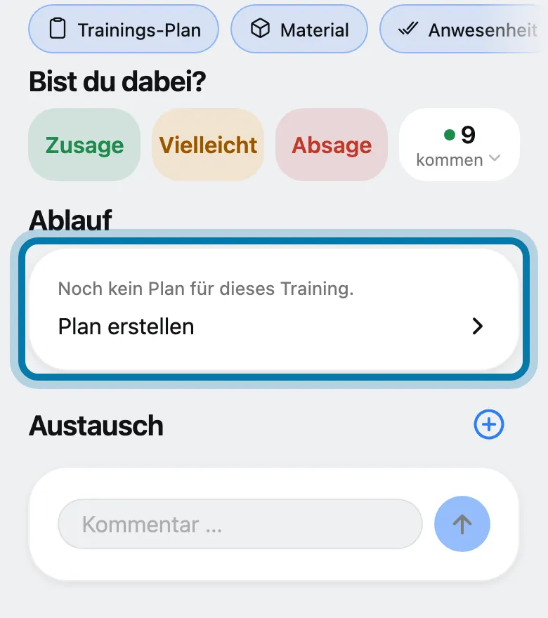 Tippe unter Ablauf auf Plan erstellen.
