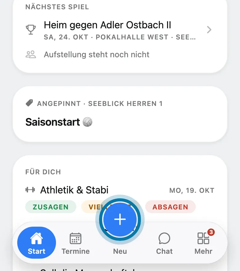 Tippe unten auf das Plus.
