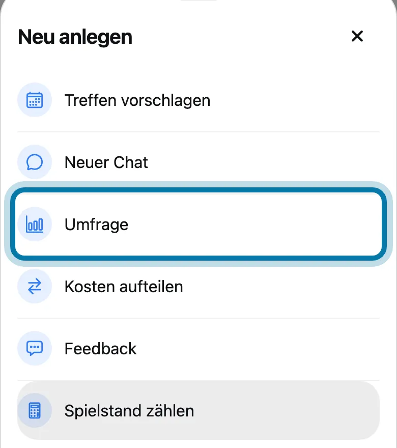Tippe auf Umfrage.