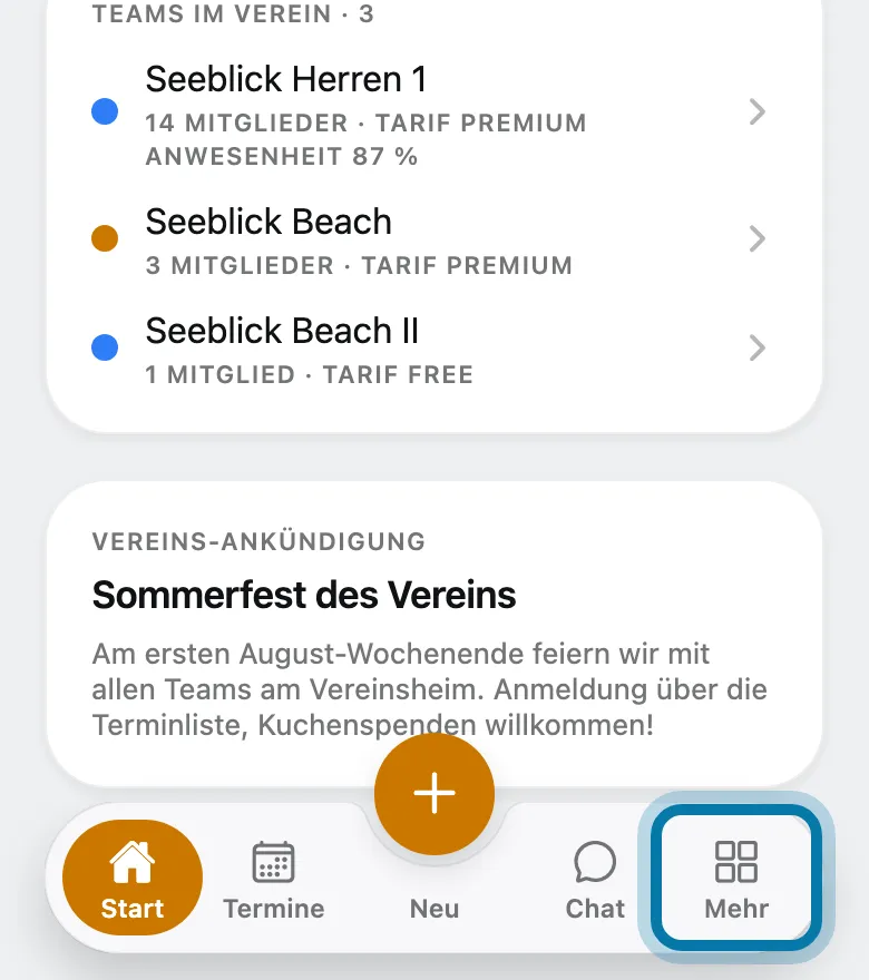 Tippe unten auf Mehr.