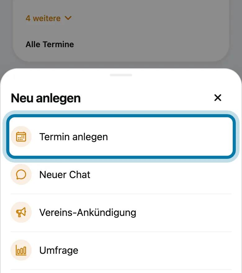Tippe auf Termin anlegen.