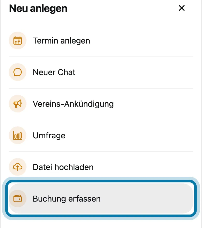 Tippe auf Buchung erfassen.