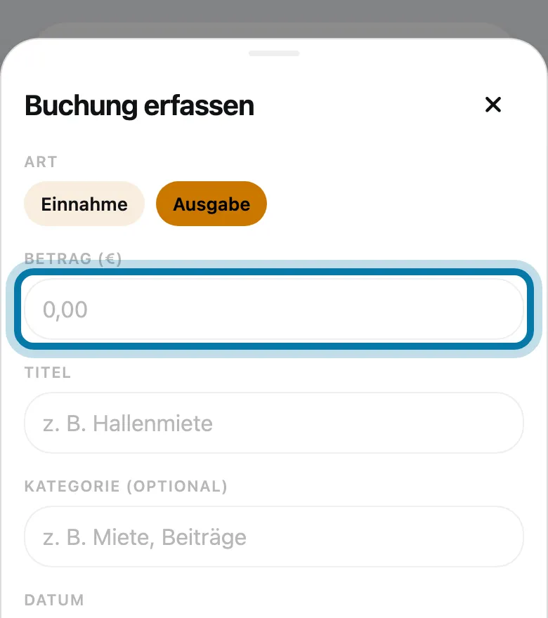Gib den Betrag ein.