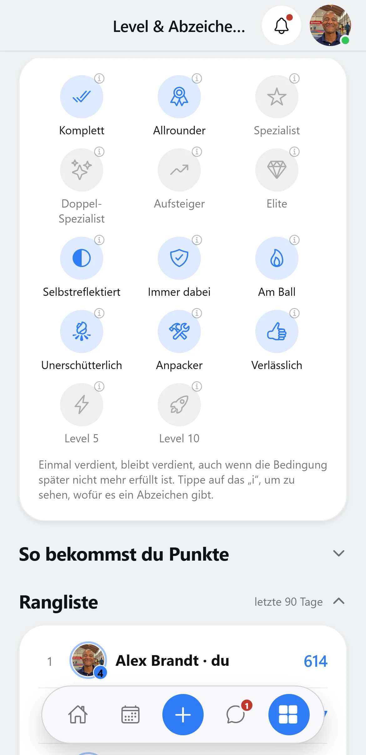 Rangliste eines Teams in Squova, gerechnet auf die letzten 90 Tage